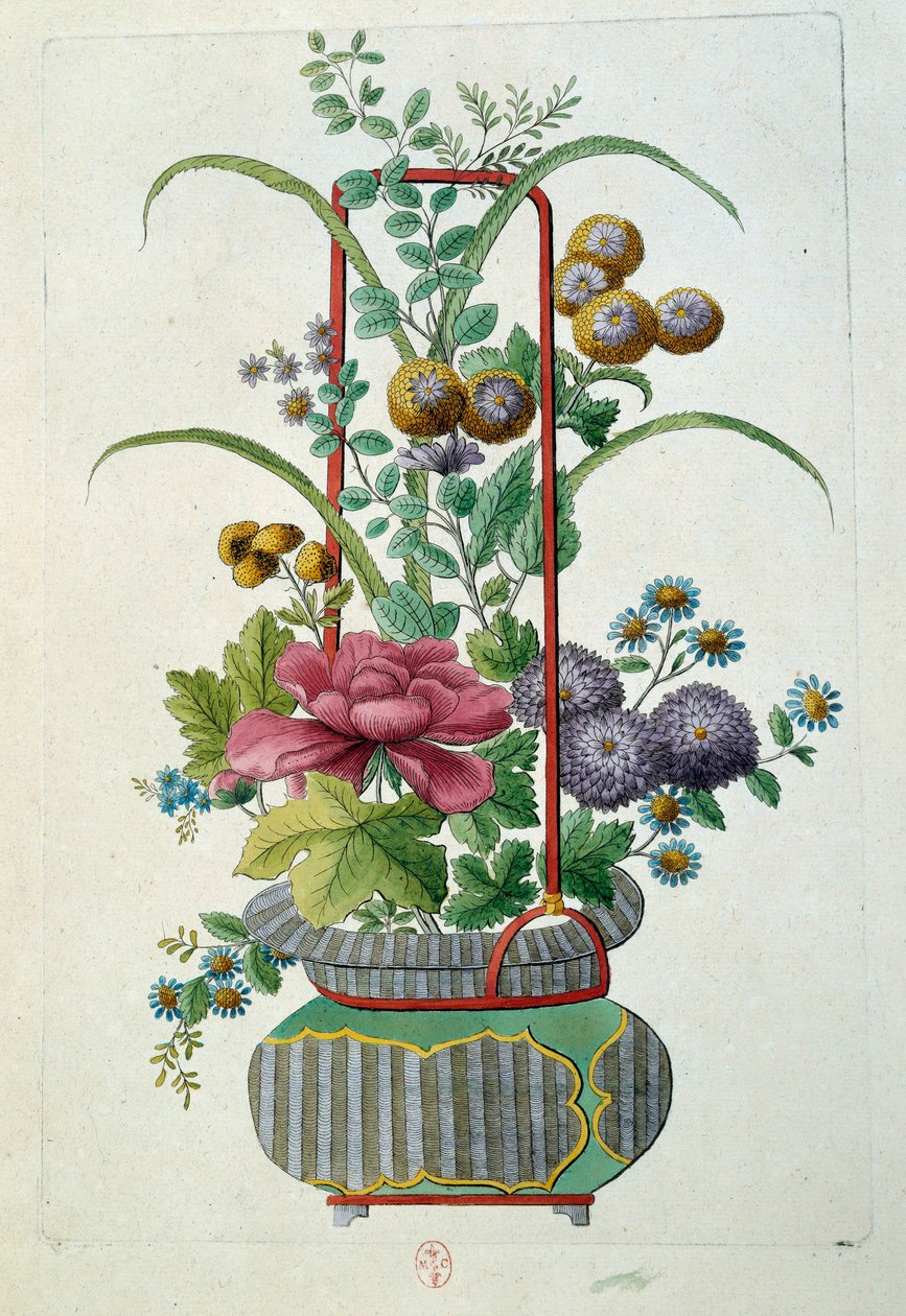 Blumentopf. Gravur von Jean Antoine Fraisse (18. Jahrhundert) von Jean Antoine Fraisse