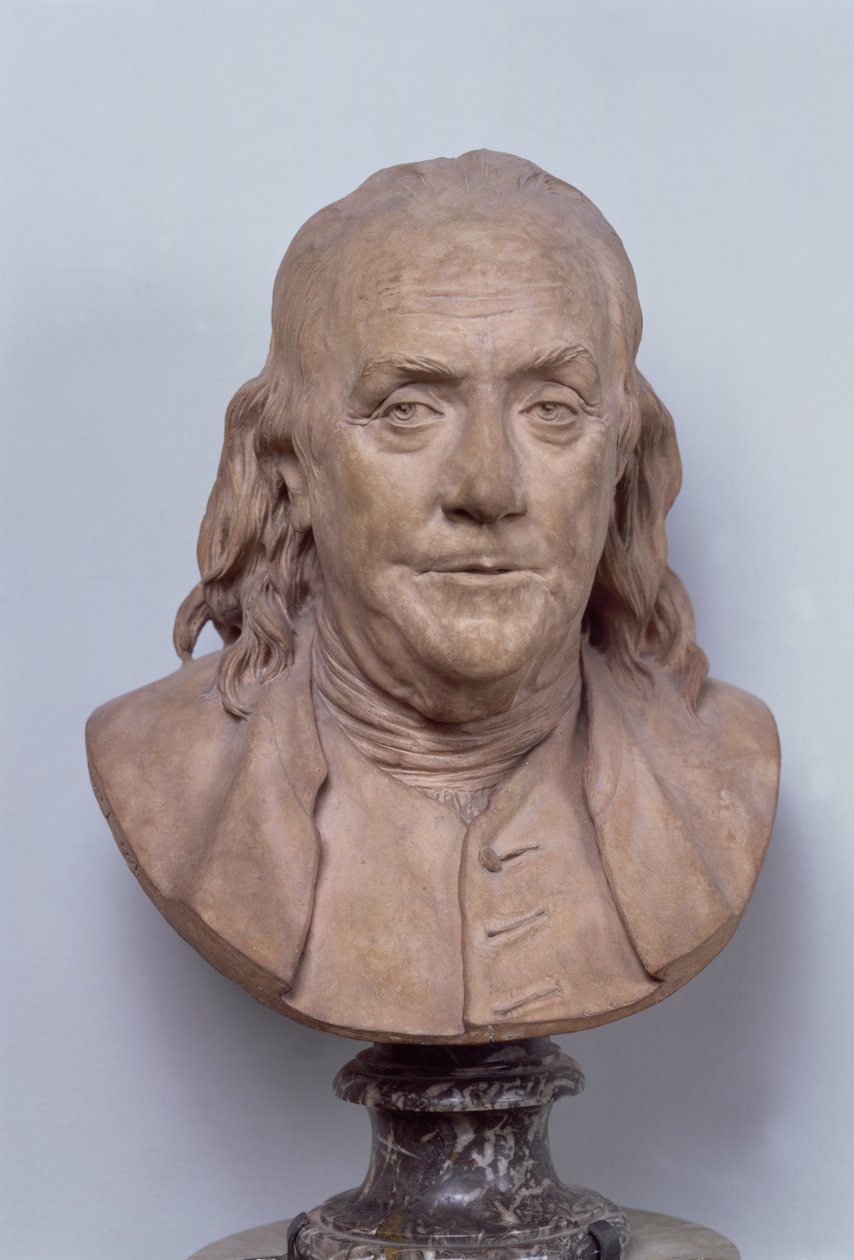 Büste von Benjamin Franklin (1706-90) 1778 (Terrakotta) von Jean Antoine Houdon