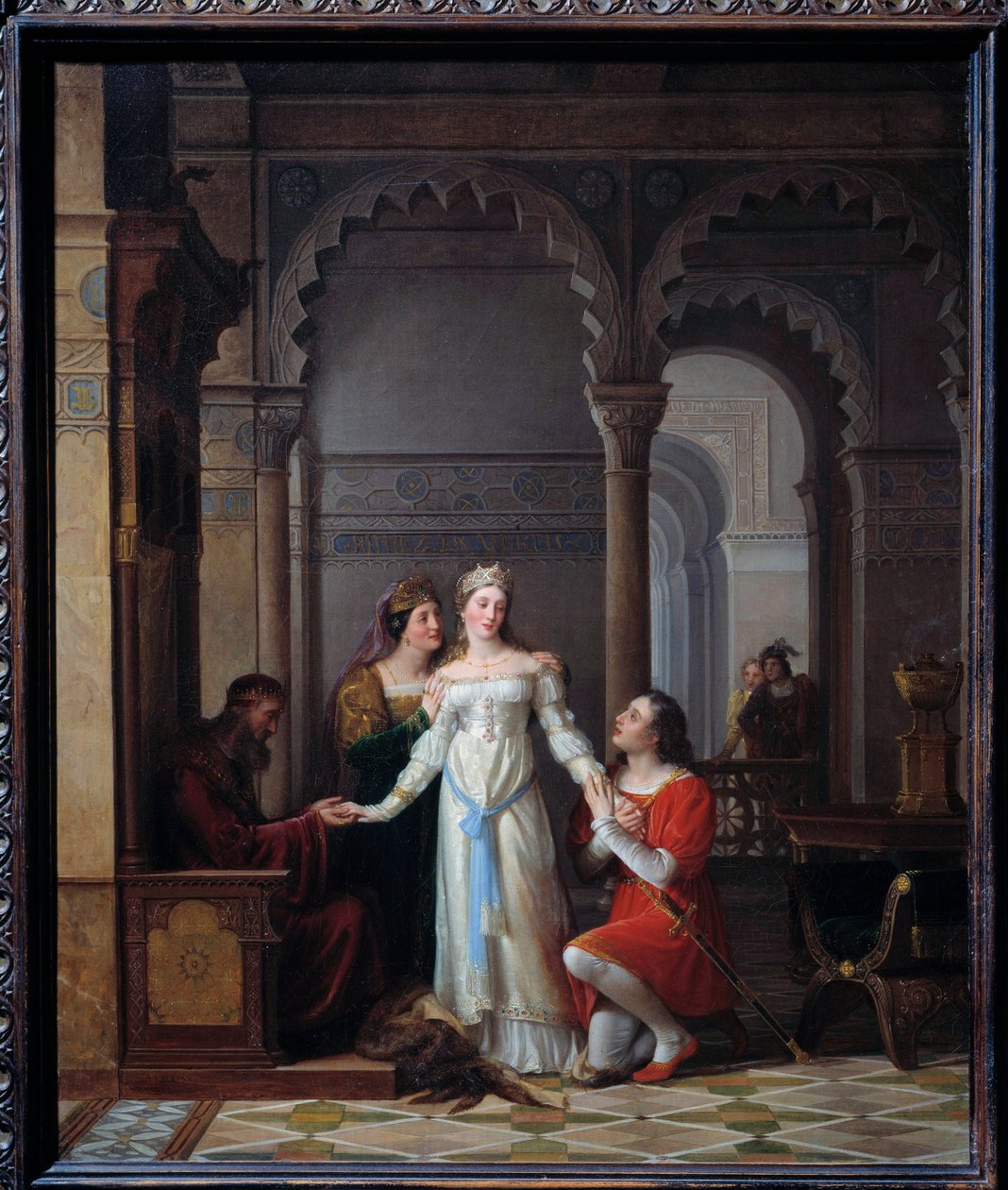 Eselshaut Illustration des Märchens von Charles Perrault (1628-1703) mit dem gleichen Namen, die die junge Prinzessin im Palast ihres Vaters darstellt, der in sie verliebt ist. Gemälde von Jean Antoine Laurent (1763-1832) 1819 Sun. 0,55x0,45 m Bourg en Bre von Jean Antoine Laurent