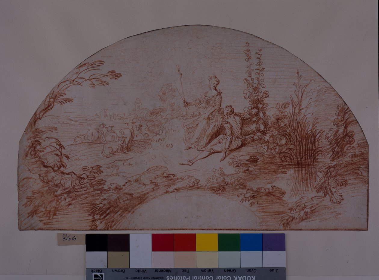 Eine Schäferin sitzt mit ihrem Liebhaber von Jean Antoine Watteau