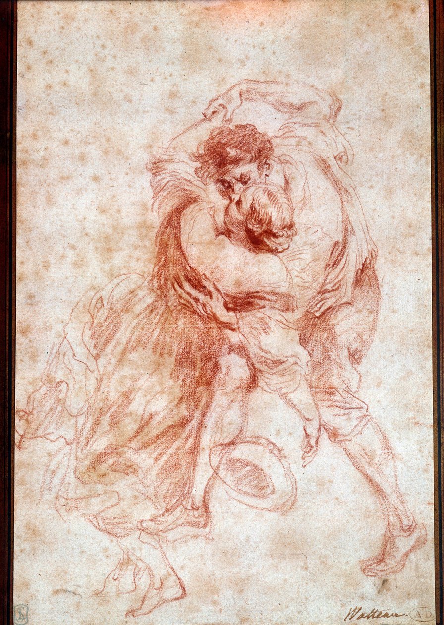 Der Kuss hat das Blut von Jean Antoine Watteau (1684-1721). 18. Jahrhundert. Paris, Louvre von Jean Antoine Watteau