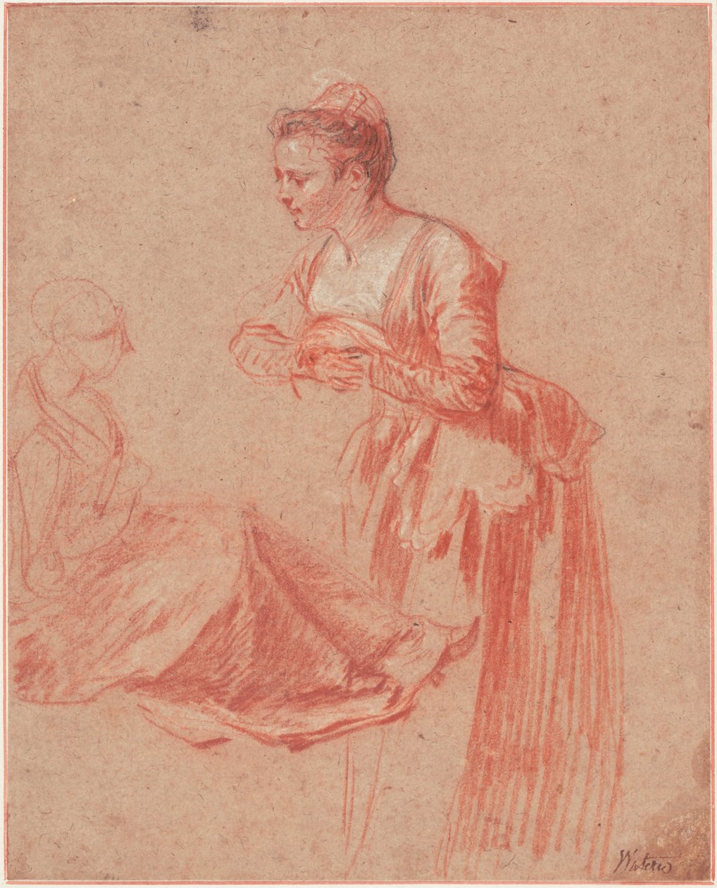 Zwei Figurenstudien einer jungen Frau, um 1716 von Jean Antoine Watteau