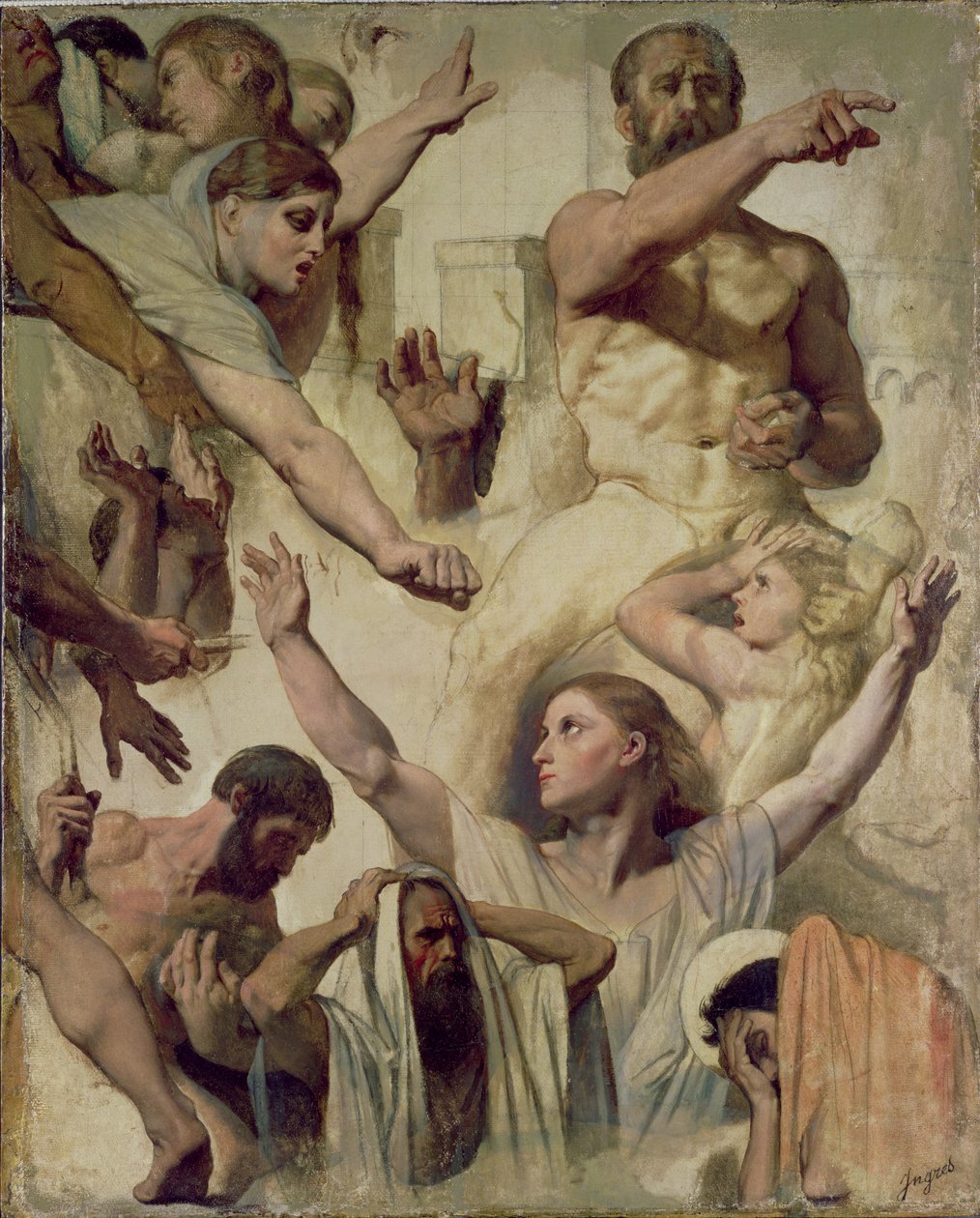 Studien für das Martyrium des hl. Symphorien (Heiliger, Mutter und Prokonsul), 1833 von Jean Auguste Dominique Ingres