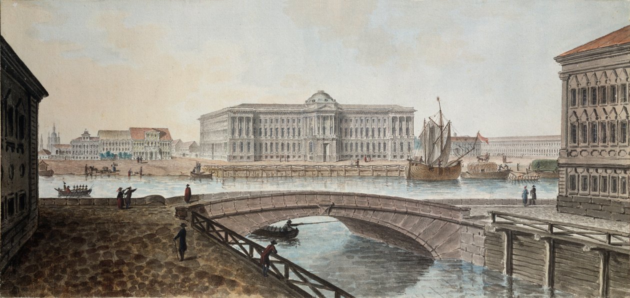 Ansicht der Akademie der Schönen Künste von der Newa in Sankt Petersburg von Jean Balthazard de la Traverse