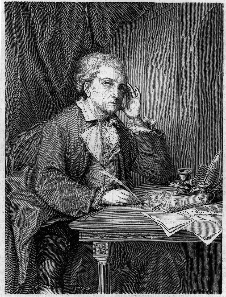 Porträt von Nicolas Alexandre Dezede, französischer Komponist (1740-1792). Gravur nach einem Porträt von Greuze. von Jean Baptiste (after) Greuze