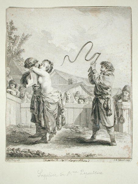 Flehen von Madame Lapoutkine, graviert von Jean Baptiste Tilliard von Jean Baptiste (after) Le Prince