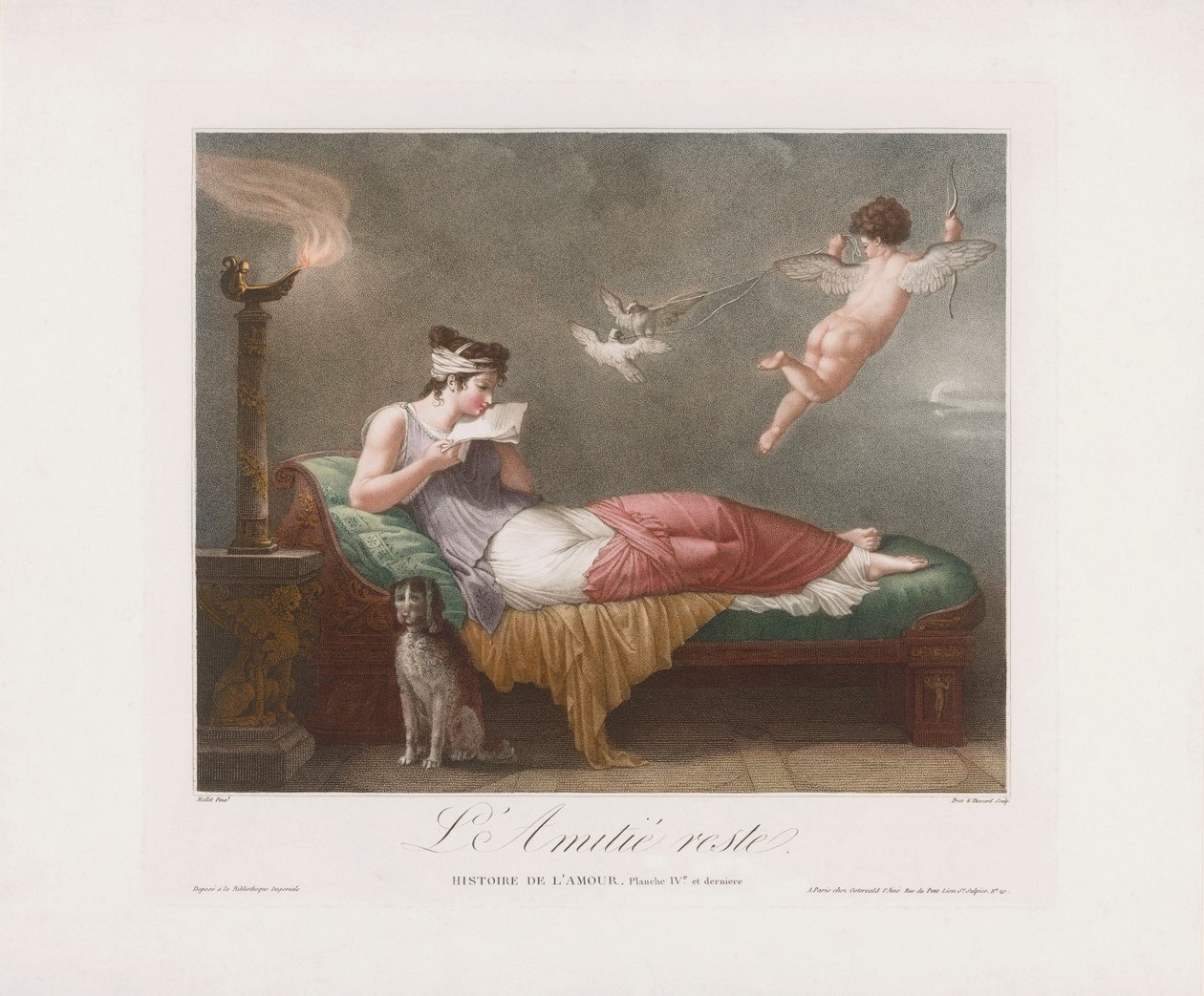 Amor überbringt einen Liebesbrief. 19. Jahrhundert von Jean Baptiste (after) Mallet