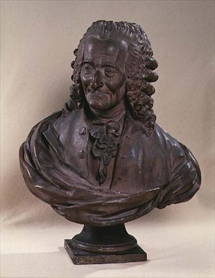 Büste von Voltaire (1694-1778) von Jean Baptiste Antoine Cadet de Beaupre