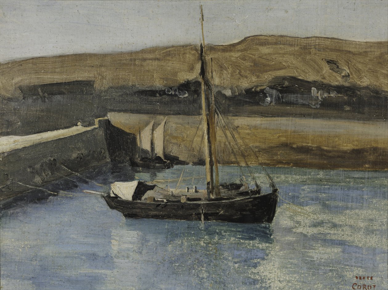 Ein Fischerboot, Honfleur, ca. 1830 von Jean Baptiste Camille Corot