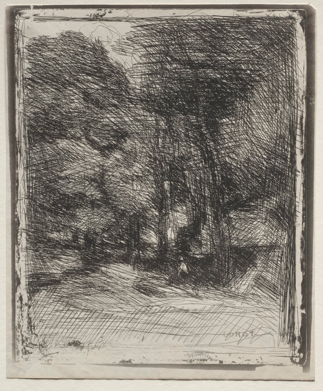 Ein Souvenir des Bas-Bréau, Originaldruck 1858, gedruckt 1921 von Jean Baptiste Camille Corot