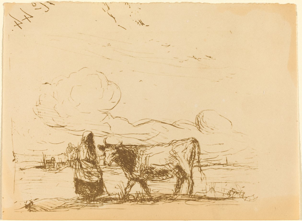 Kuh und ihr Hüter (La Vache et sa gardienne) von Jean Baptiste Camille Corot