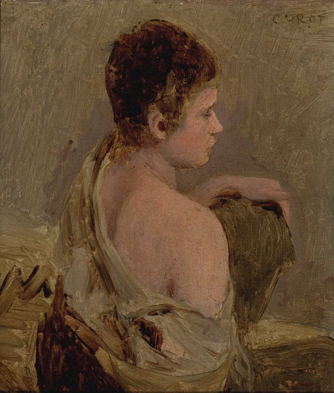 Junger Mann mit nackter Schulter von Jean Baptiste Camille Corot