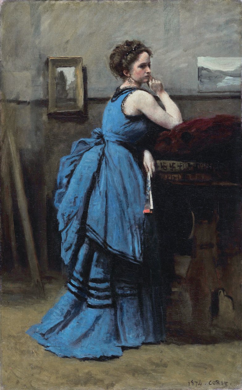 La dame en bleu von Jean Baptiste Camille Corot