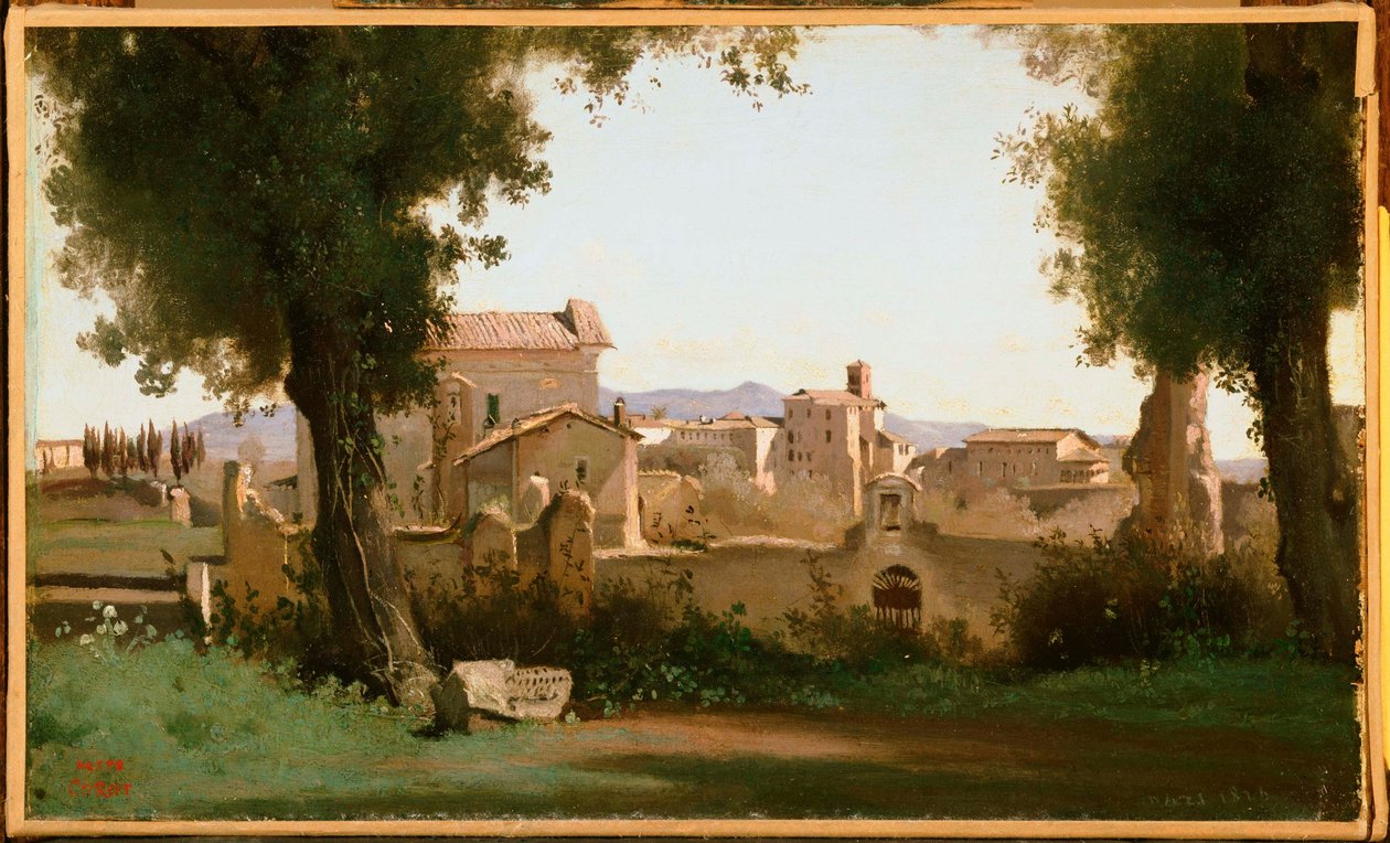 Blick von den Farnese-Gärten, Rom von Jean Baptiste Camille Corot