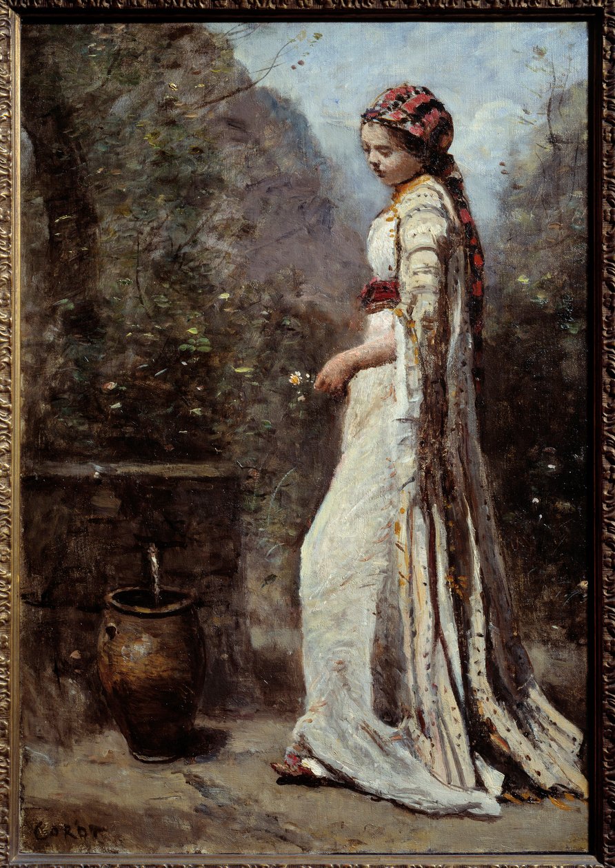 Griechisches Mädchen am Brunnen von Jean-Baptiste-Camille Corot