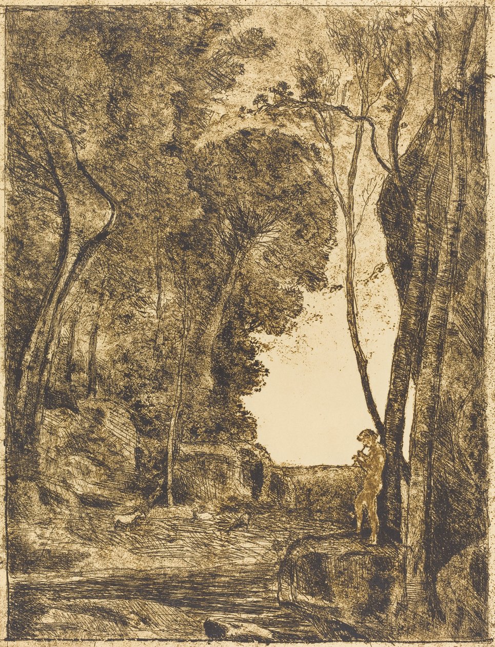 Kleiner Hirte, 1. Platte (Le Petit Berger) von Jean Baptiste Camille Corot