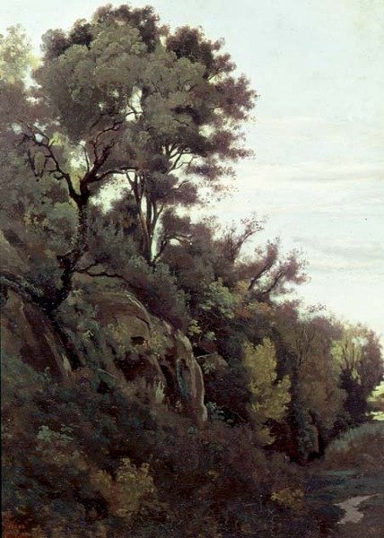 Marino - Bäume und Felsen von Jean Baptiste Camille Corot