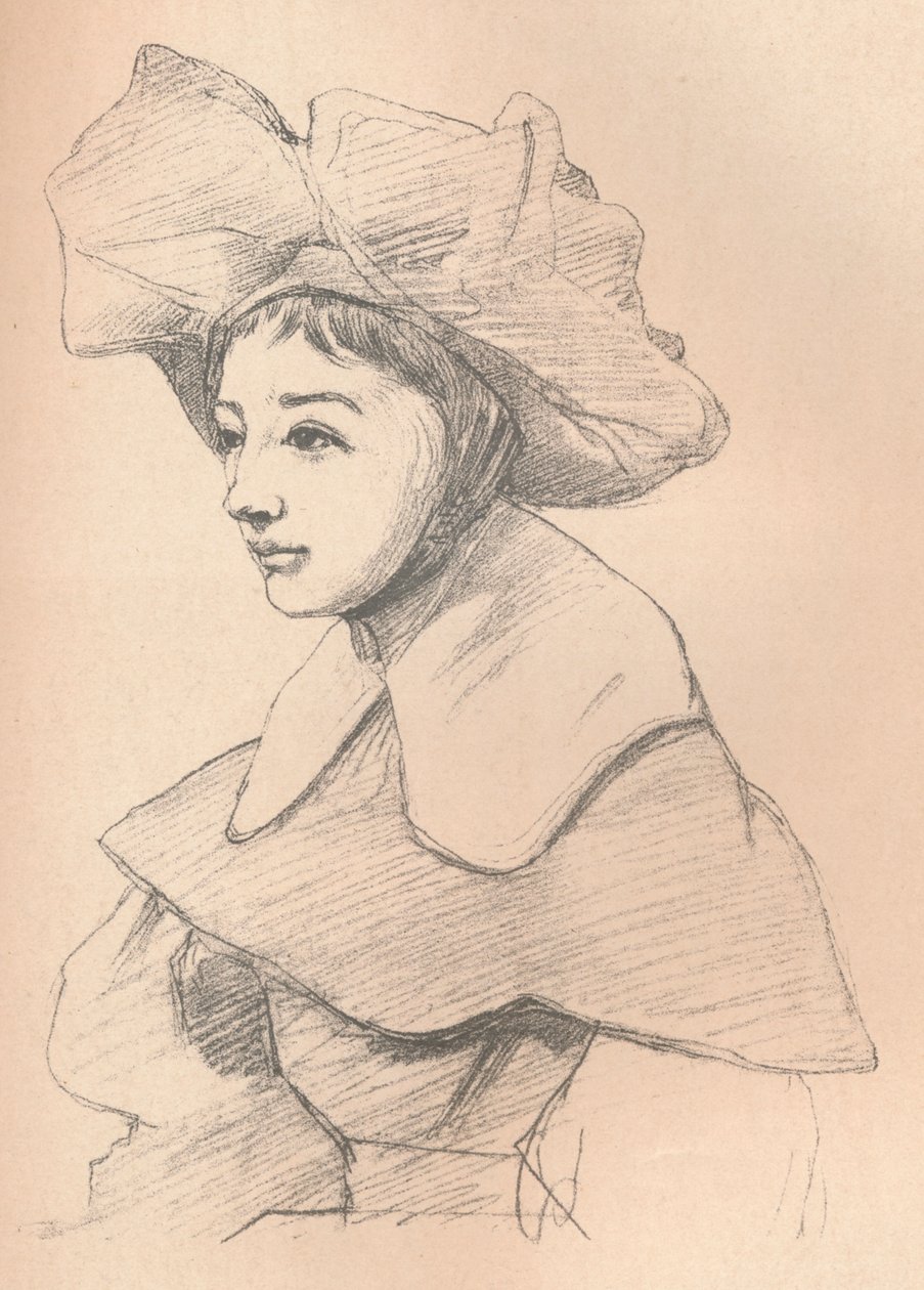 Porträt einer jungen Frau mit großem Hut, My Hagar, um 1830 von Jean Baptiste Camille Corot