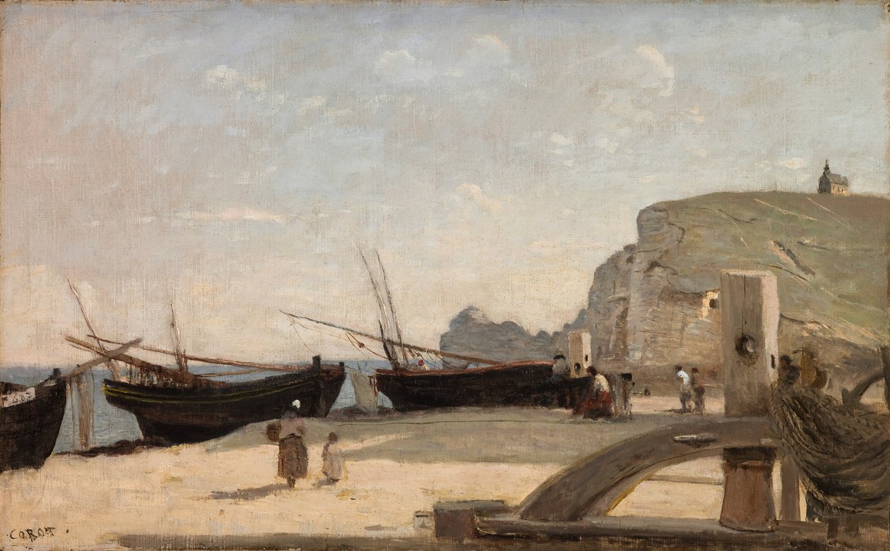 Der Strand von Etretat von Jean Baptiste Camille Corot
