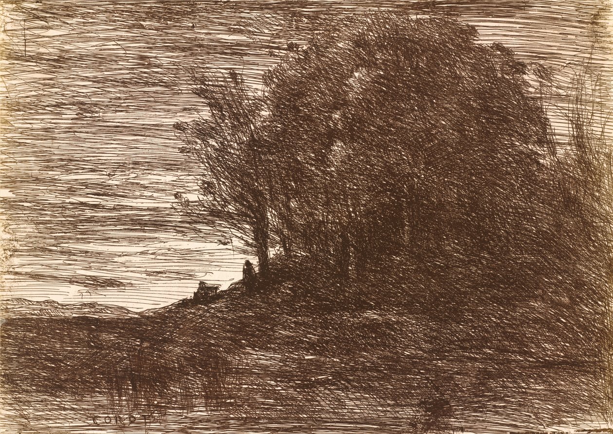 Der Wald des Einsiedlers oder die Ufer des Trasimeno-Sees von Jean Baptiste Camille Corot