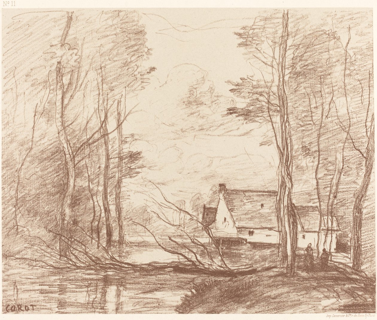 Die Mühle von Cuincy, bei Douai (Le Moulin de Cuincy, pres Douai) von Jean Baptiste Camille Corot