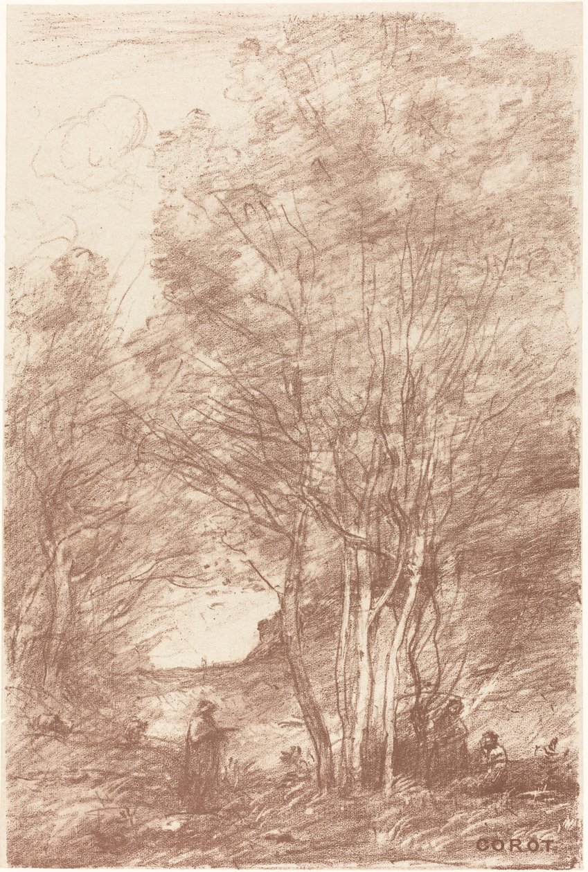 Der Rückzug der Philosophen, 1871 von Jean Baptiste Camille Corot