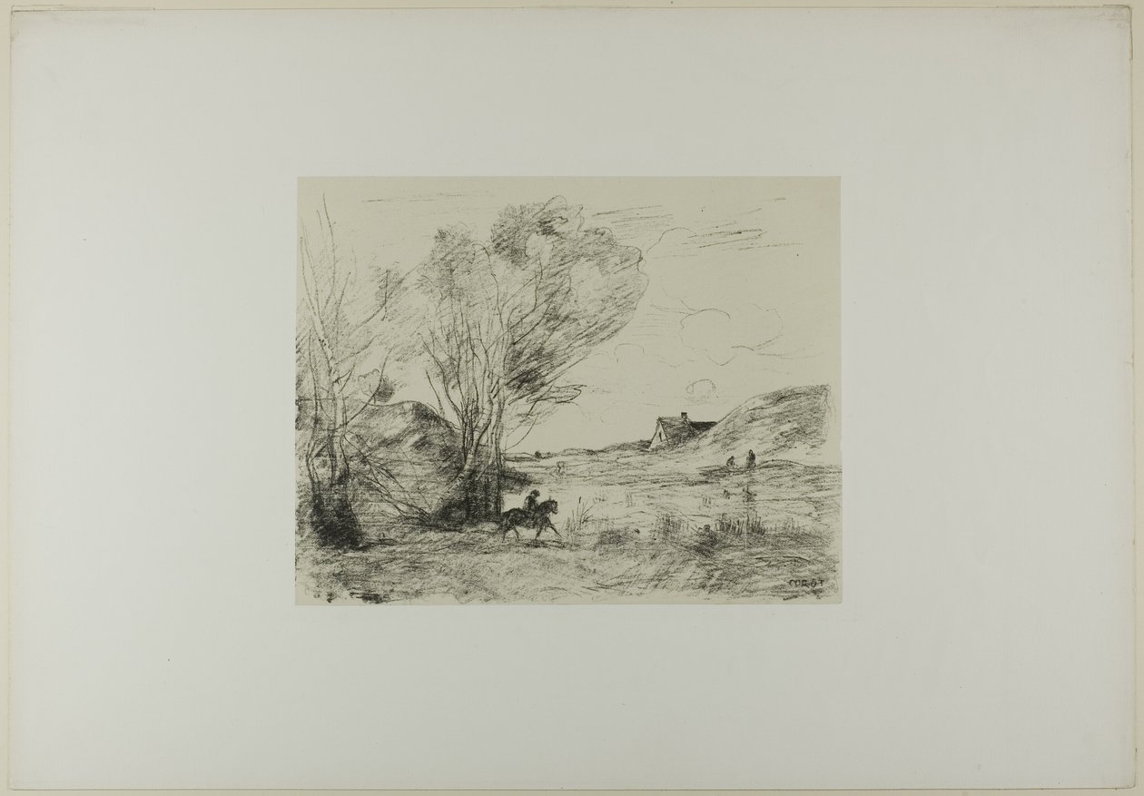 Der Reiter im Schilf von Jean Baptiste Camille Corot