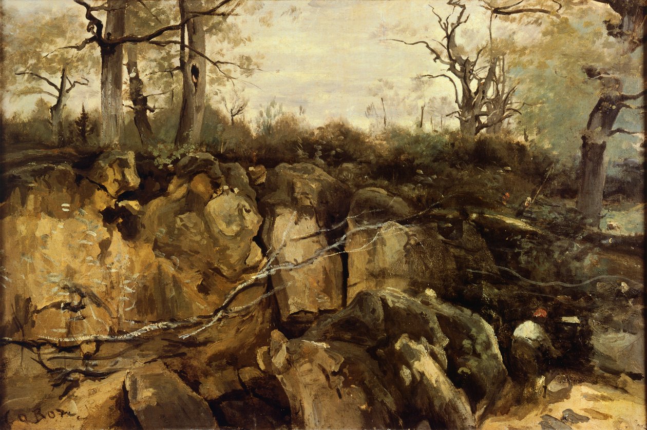 Am Rand des Waldes von Fontainebleau, von Jean-Baptiste-Camille Corot von Jean Baptiste Camille Corot