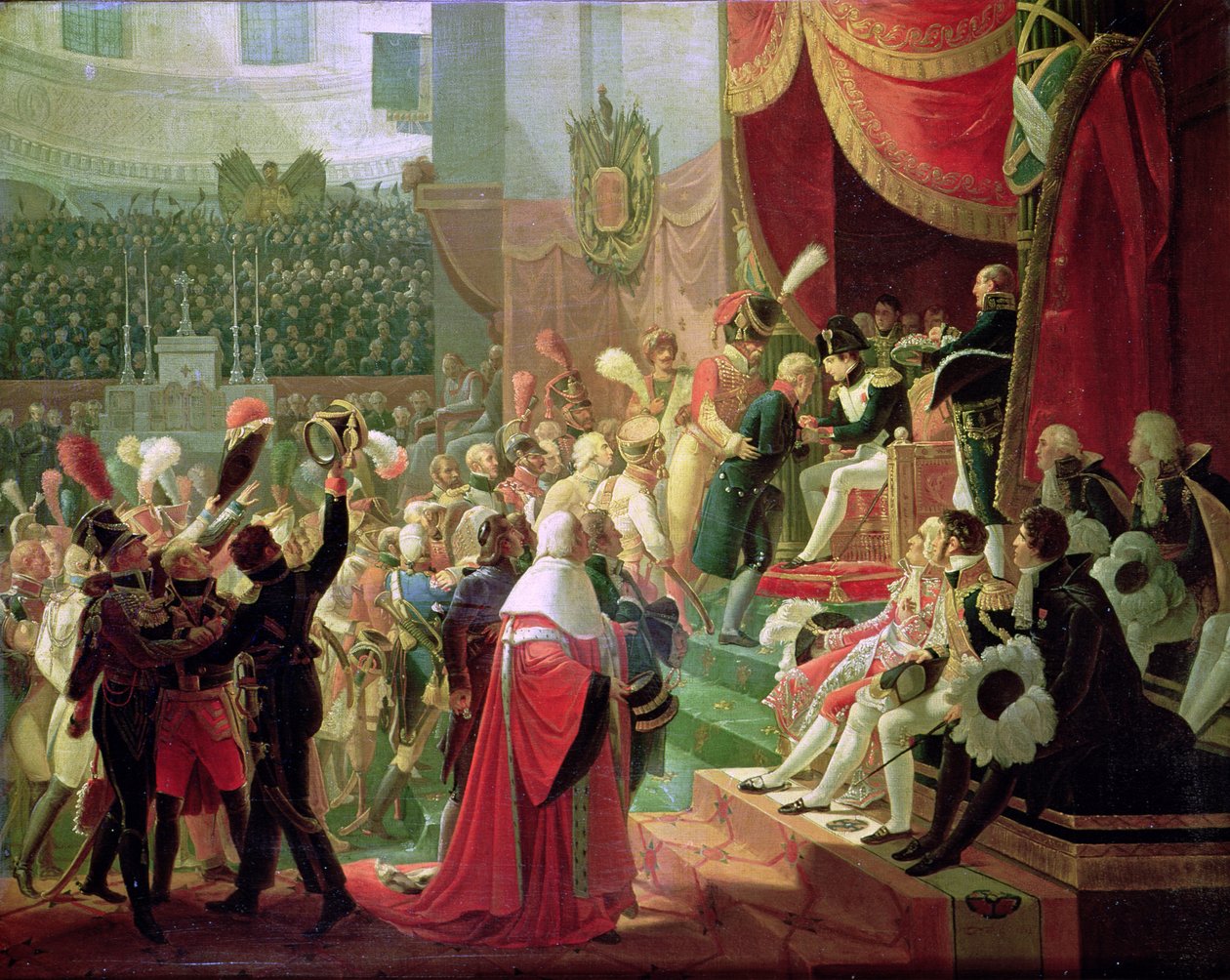 Die erste Verteilung der Ehrenlegionkreuze in der Kirche der Invaliden, 14. Juli 1804, 1812 von Jean Baptiste Debret