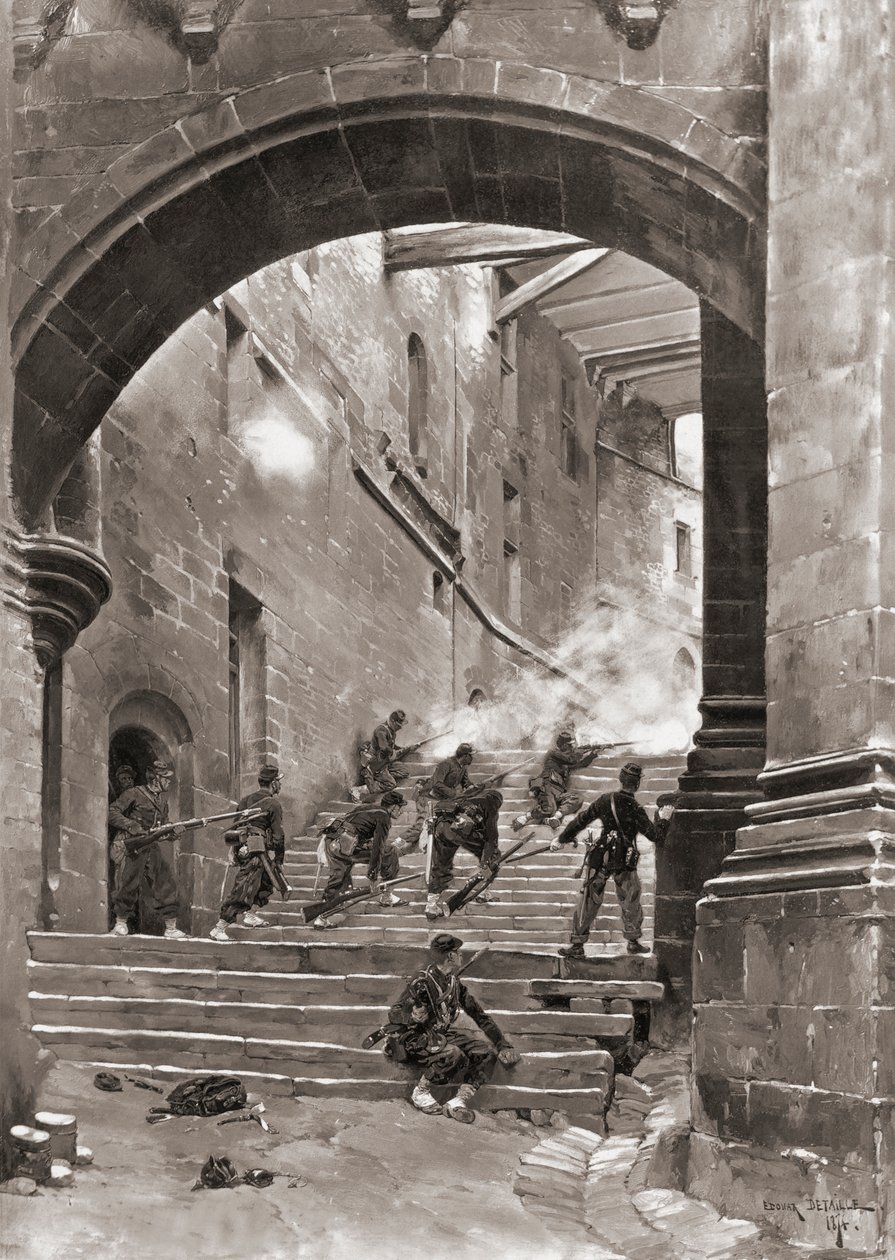 Französische Soldaten im Kampf, Deutsch-Französischer Krieg von Jean Baptiste Edouard (after) Detaille