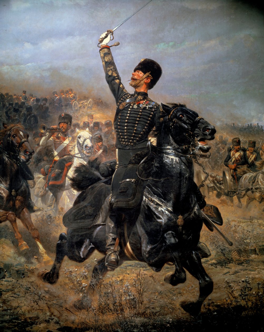 In Batterie, Kavallerieangriff (1870) von Jean Baptiste Edouard Detaille