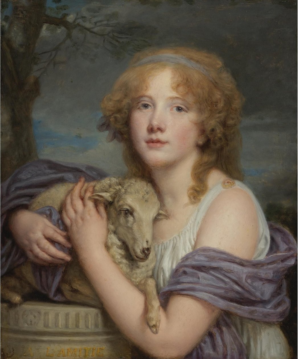 Mädchen mit einem Lamm von Jean Baptiste Greuze