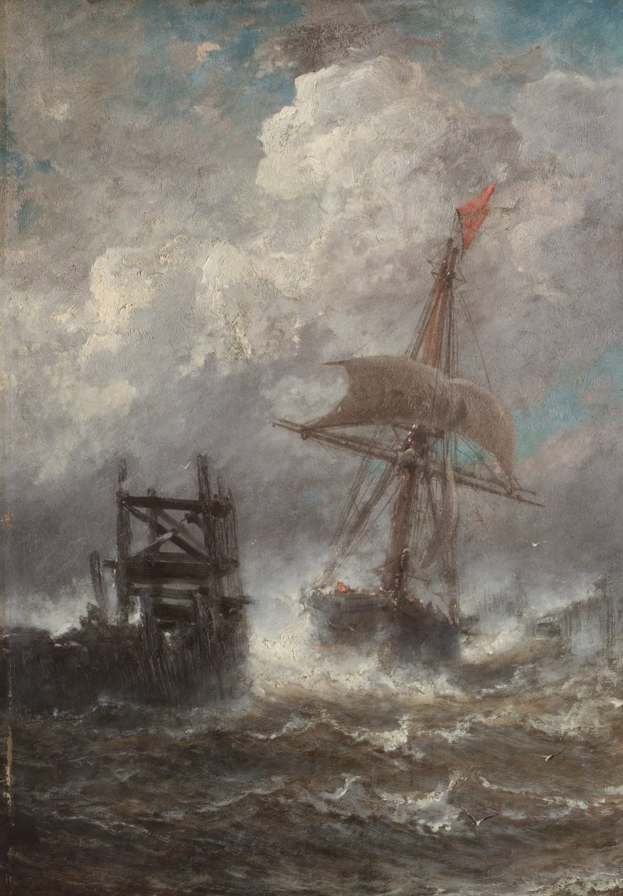 Meereslandschaft mit Schiff von Jean Baptiste Henri Durand Brager