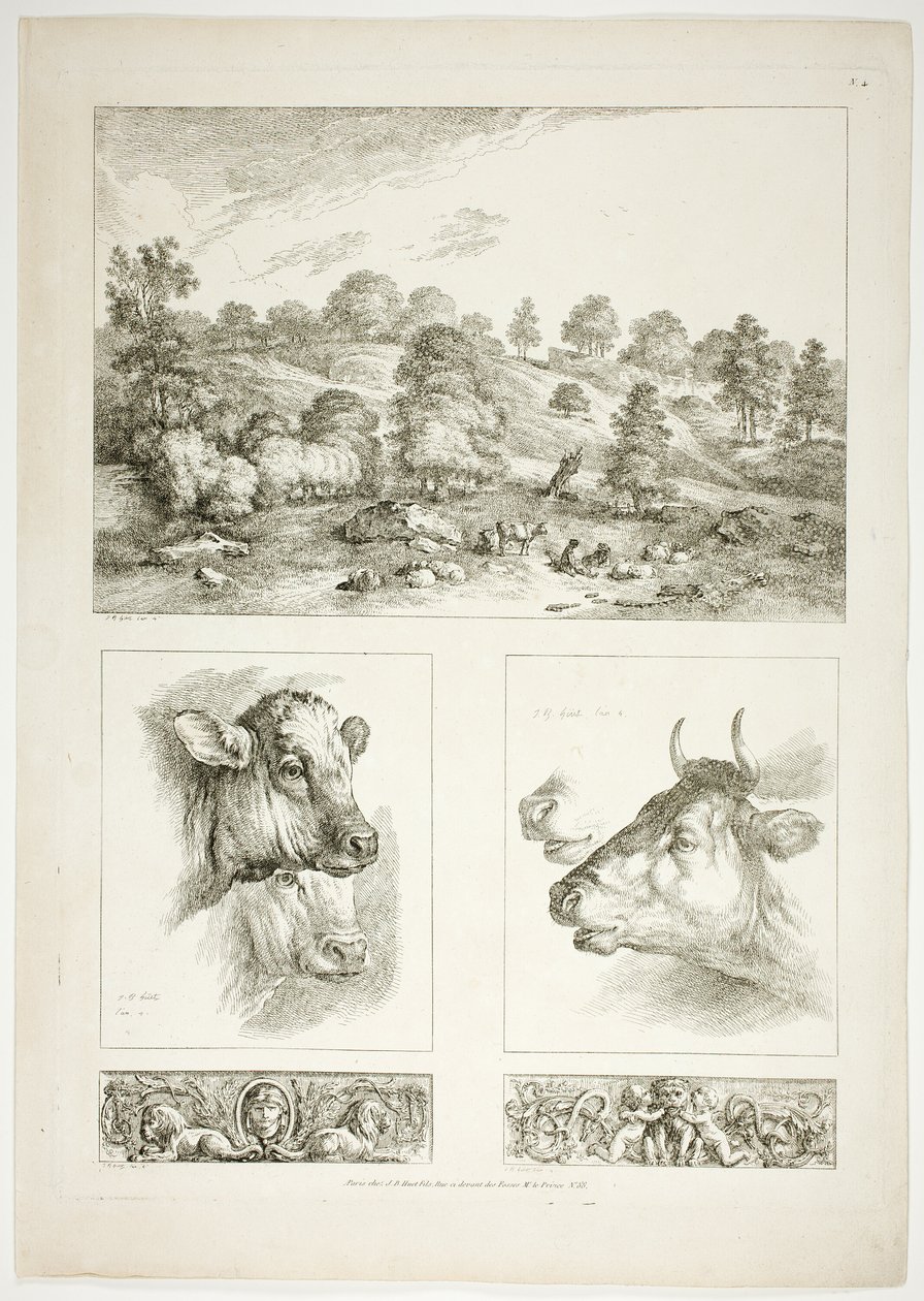 Platte vier von 38 aus Oeuvres de J. B. Huet von Jean Baptiste Huet