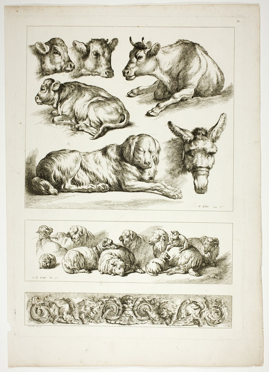 Tafel Zwanzig von 38 aus Oeuvres de J. B. Huet von Jean Baptiste Huet