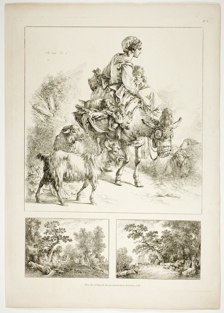 Tafel Zwei von 38 aus Oeuvres de J. B. Huet von Jean Baptiste Huet