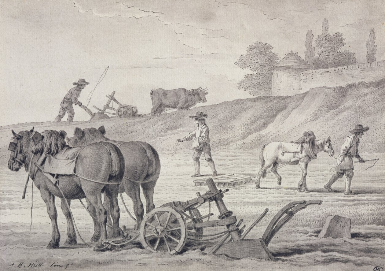 Felder pflügen von Jean Baptiste Huet