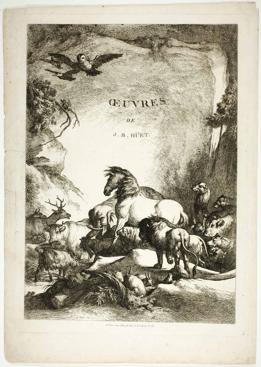 Titelseite aus Oeuvres de J. B. Huet von Jean Baptiste Huet