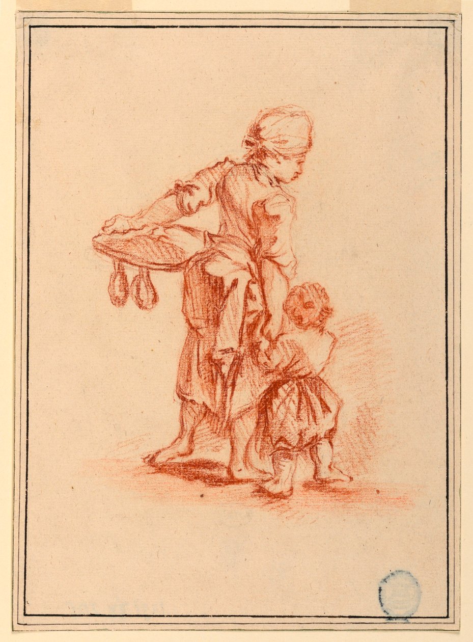 Frau führt ein Kind von Jean Baptiste Le Prince