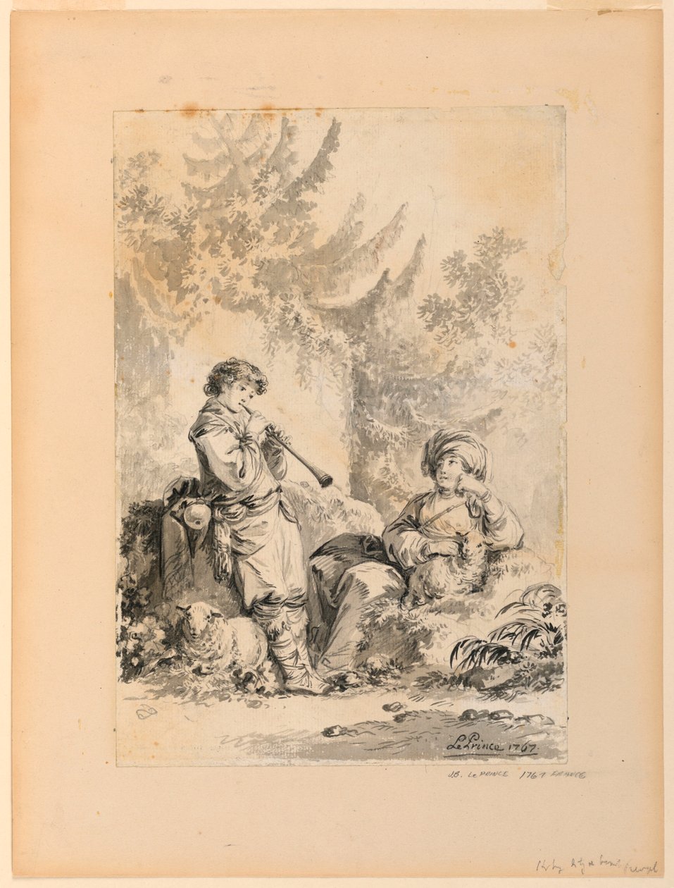 Hirtenjunge und Hirtin in einer Landschaft, 1767 von Jean Baptiste Le Prince