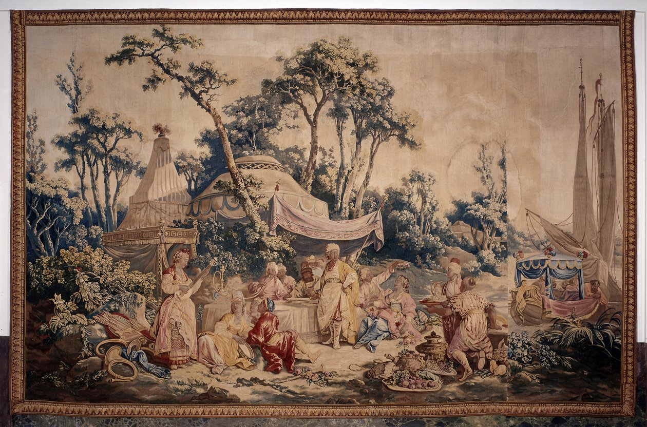 Das Outdoor-Bankett, ein Vorhang russischer Spiele von Jean Baptiste Leprince