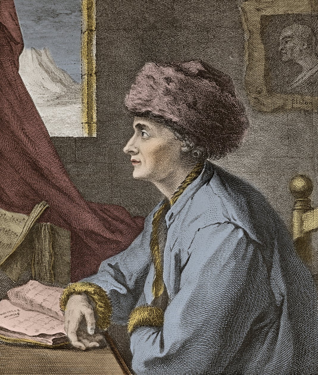 Jean Jacques Rousseau, französischer Schriftsteller und Philosoph in Neuchâtel 1765, graviert von J.B. Michel von Jean Baptiste Michel