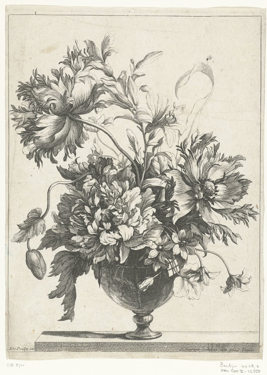 Glasvase mit Blumen von Jean Baptiste Monnoyer