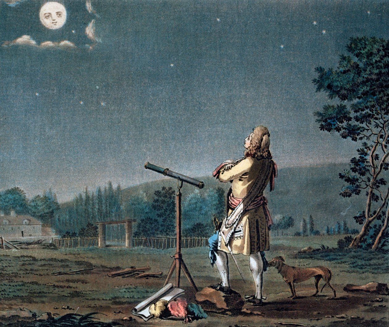 Bernard le Bovier de Fontenelle betrachtet die Vielzahl der Welten von Jean Baptiste Morret