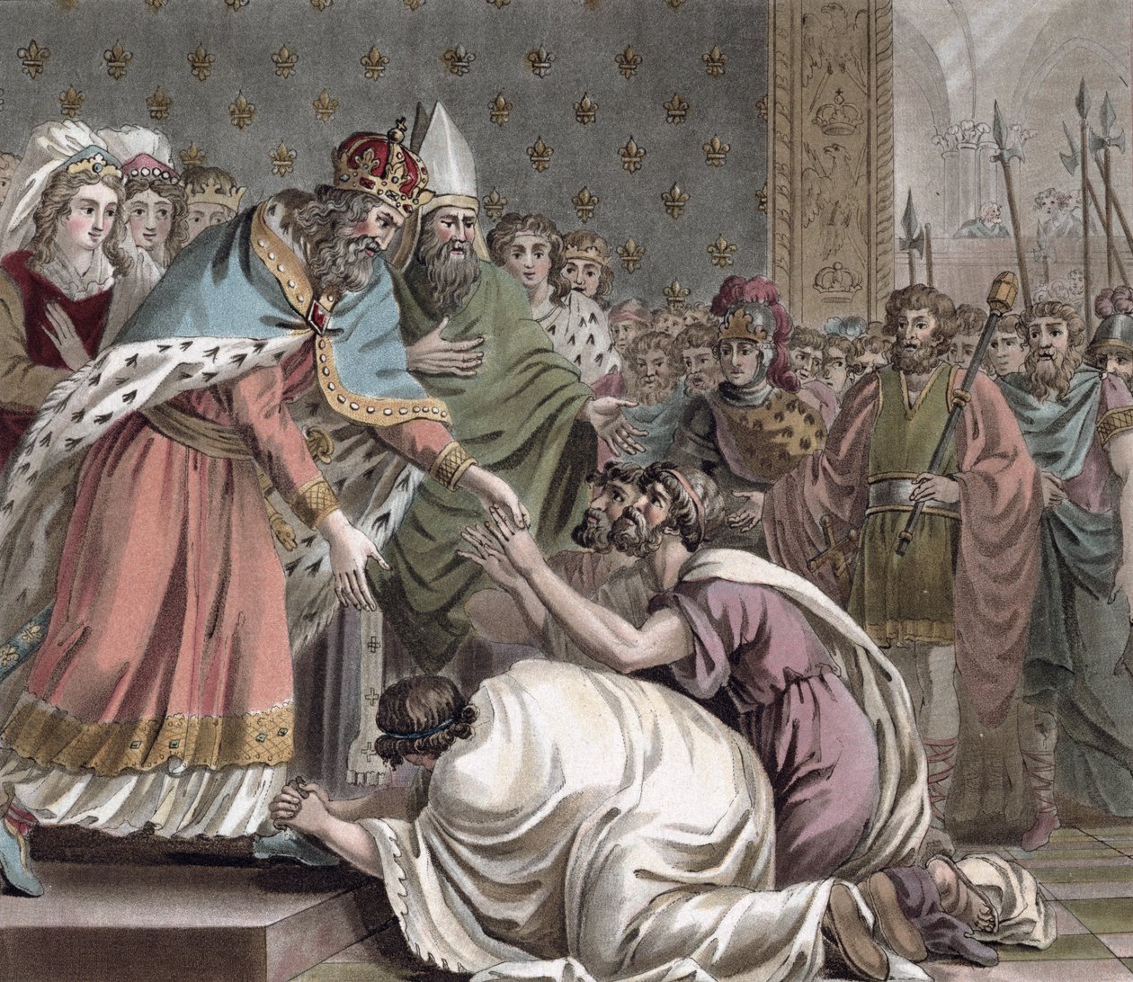 Karl der Große empfängt die Botschafter des Kaisers des Ostens, 1789 von Jean Baptiste Morret