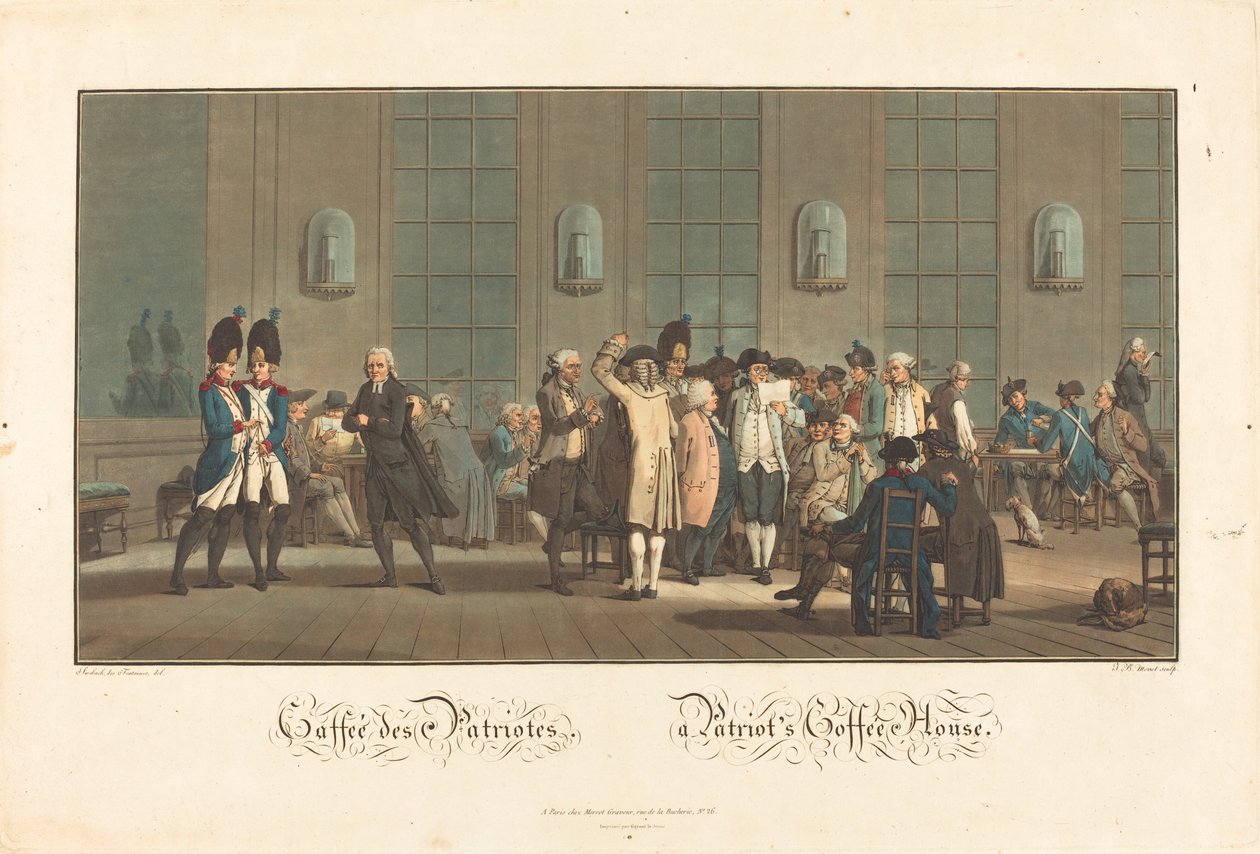 Café des Patriotes - Ein Patrioten-Café von Jean Baptiste Morret after Jacques François Joseph Swebach Desfontaines