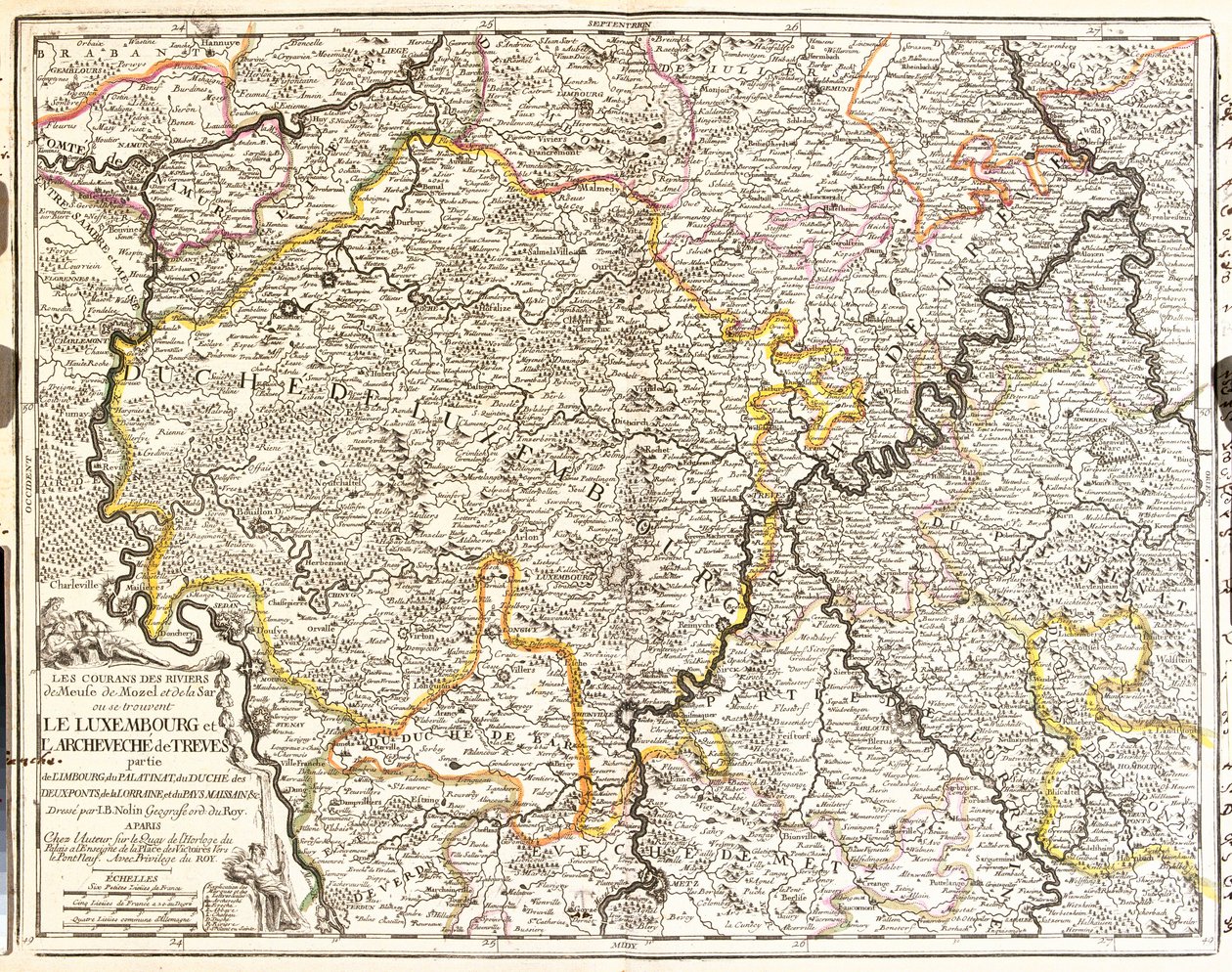 Karte von Luxemburg und der Diözese Trier (Deutschland) von Jean Baptiste Nolin