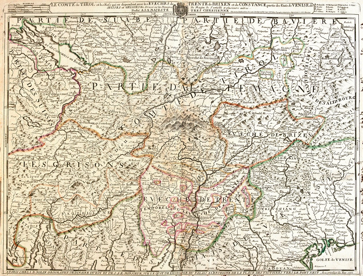 Karte der Provinz Tirol (Deutschland) von Jean Baptiste Nolin