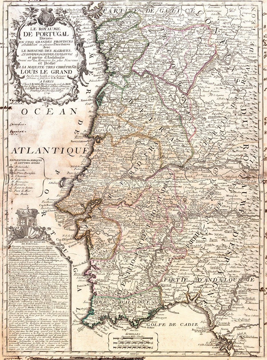 Karte des Königreichs Portugal von Jean Baptiste Nolin