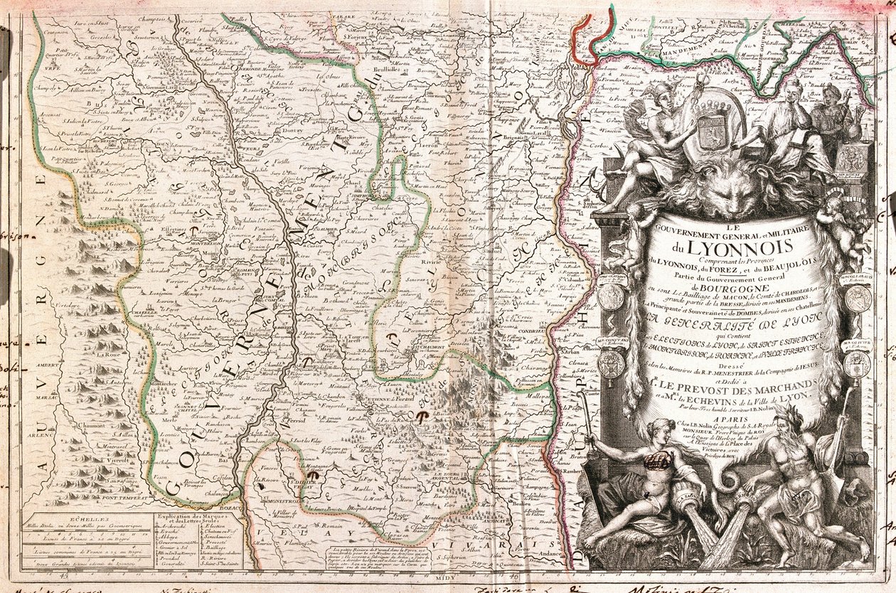 Karte des Lyonnais (Frankreich) von Jean Baptiste Nolin